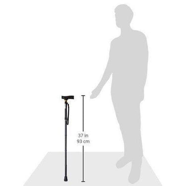 Folding Walking Stick In Black, Fully Adjustable - Portable & Lightweight - Non Slip Foot-Walking Aid-Essential Wellness-5060536630671